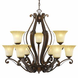 Golden Lighting 10899RSB Chandelier with Swirled Ivory Glass Shades, Russet Bronze Finish    