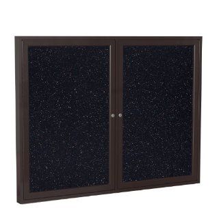 2 Door Aluminum Frame Enclosed Recycled Rubber Tackboard Size 36" H x 60" W x 2.25" D, Surface Color Confetti  Combination Presentation And Display Boards 