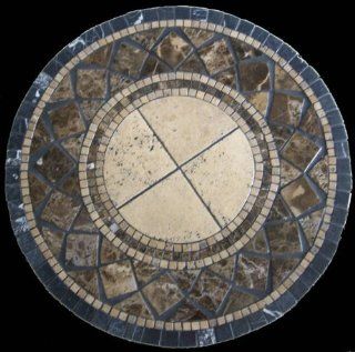 Black Moon Natural Mosaic Stone Table Top 24" X 40" Oval   Coffee Tables