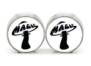 Pair of Magic Mushroom Stainless Steel Screw Ear Tunnels Expander Stretcher 11/16"18mm 