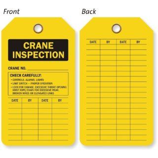 Crane Inspection, Vinyl 15 mil Plastic, Eyelet, 10 Tags / Pack, 5.875" x 3.375"  Blank Labeling Tags 
