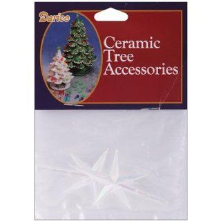 Ceramic Christmas Tree Star 2.75"X1.875" 2/Pkg Iridescent