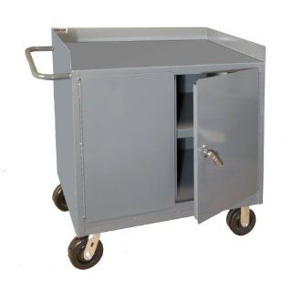 Durham 16 Gauge Welded Steel Mobile Bench Cabinet, 3100 95, 2000 lbs Capacity, 24" Length x 36" Width x 40 1/2" Height, 1 Fixed Shelf, Gray Powder Coated Finish Tool Cabinets