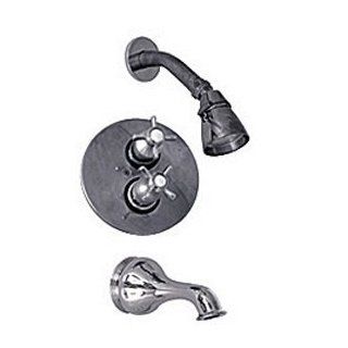 Watermark Designs 33 3.6CC21 Pvd Satin Brass CC21 Lever Handle Bathroom Faucets 1/2" Thermostatic Tub & Shower Set with Valve   Two Handle Tub And Shower Faucets  