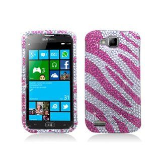 Pink Silver Zebra Stripe Bling Gem Jeweled Crystal Cover Case for Samsung ATIV S SGH T899 SGH T899M Cell Phones & Accessories