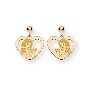 Disney Yellow Gold Heart Snow White Post Earrings Jewelry