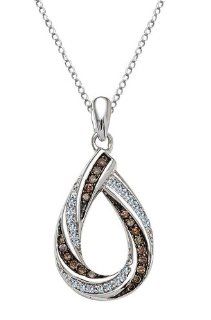 .25 ctw Cognac Brown Diamond Necklace .925 Sterling Silver Jewelry