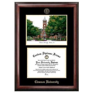 Clemson Tigers Diploma Frame with Limited Edition Lithograph  Sports Fan Diploma Frames  Sports & Outdoors