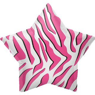 Star Shaped Pink Zebra Stripe Design 22" Mylar Foil Balloon Toys & Games