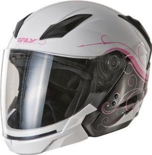 Fly Racing Tourist Graphics Helmet , Distinct Name Cirrus White/Pink, Gender Womens, Helmet Category Street, Helmet Type Open face Helmets, Primary Color White, Size Lg F73 8108 4 Automotive
