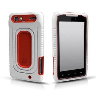 Hard Plastic Snap on Cover Fits Motorola XT910 XT912 XT915 Droid Razr Duo Shield White/Red Verizon Cell Phones & Accessories