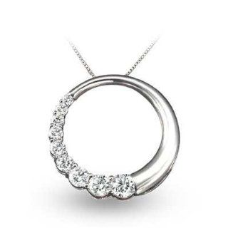14k Gold Diamond Journey Circle Pendant Pendant Necklaces Jewelry