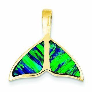 14K Gold Imitation Opal Whale Tail Slide Jewelry