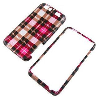 Plaid Hot Pink Protector Case for Motorola ATRIX HD MB886 Cell Phones & Accessories