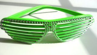 Rhinestone studded shutter shade style glasses (Green)  Other Products  