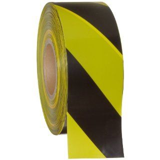 Brady 91454 1000' Length x 3" Width, B 912 Polyethylene, Black on Yellow Barricade Tape, Legend "Alternating Diagonal Warning Stripes" Industrial Warning Signs