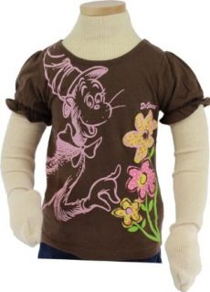 Dr. Seuss The Cat in the Hat "Flowers" Toddler Girls Top Tee Shirt Brown 2T 5T (5T) Fashion T Shirts Clothing