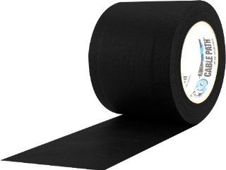 ProTapes Cable Path Vinyl Coated Cloth Gaffer's Tape with Rubber Adhesive on Two Edges and Smooth Center for Cable and Wire, 11 mil Thickness, 4" Width, 30 yd Length, Black/Yellow Stripes Duct Tape