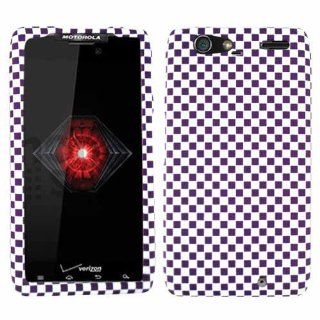 Motorola Droid RAZR MAXX XT913 3d Purple White Checkers Case Cover Skin New Hard Cell Phones & Accessories