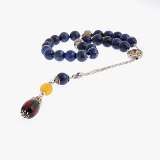 Lapis Lazuli, Amber & Garnet Gemstones Handmade Worry Beads (Komboloi) Gold 14 & Sterling Silver 925    WORLDWIDE