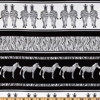 44'' Wide Timeless Treasures African Safari Zebra Stripes White/Black Fabric By The Yard