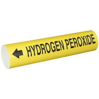 Brady 4087 D Bradysnap On Pipe Marker, B 915, Black On Yellow Coiled Printed Plastic Sheet, Legend "Hydrogen Peroxide" Industrial Pipe Markers