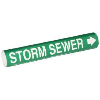 Brady 4133 C Bradysnap On Pipe Marker, B 915, White On Green Coiled Printed Plastic Sheet, Legend "Storm Sewer" Industrial Pipe Markers