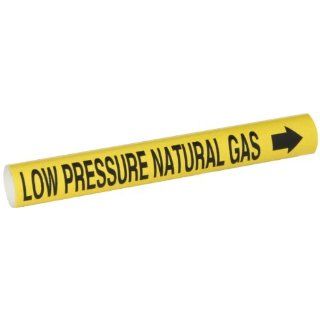 Brady 4241 B Bradysnap On Pipe Marker, B 915, Black On Yellow Coiled Printed Plastic Sheet, Legend "Low Pressure Natural Gas" Industrial Pipe Markers