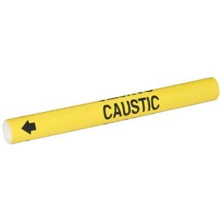 Brady 4020 A Bradysnap On Pipe Marker, B 915, Black On Yellow Coiled Printed Plastic Sheet, Legend "Caustic" Industrial Pipe Markers