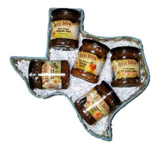 Taste of Texas Salsa Gift Basket   5 Salsas in Texas Shape Basket  Grocery & Gourmet Food