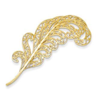 14k Filigree Feather Pin Brooches And Pins Jewelry