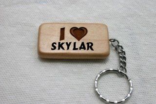 Wooden keychain with I Love Skylar (first name/surname/nickname) Sports & Outdoors