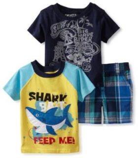 Nannette Boys 2 7 3 Piece Shark Plaid Short Set, Navy, 18 Months Shorts Clothing Sets Clothing