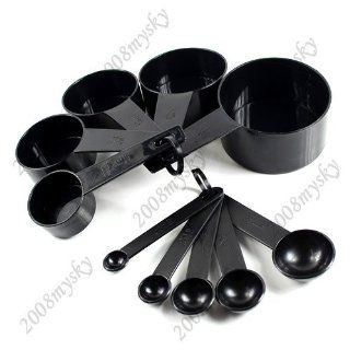 10pcs Black Plastic Measuring Spoons Cups Measuring Set Tools for Baking Coffee  Other Products  