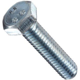 Class 8.8 Steel Hex Bolt, Zinc Blue Chromate Plated Finish, Metric, Metric Coarse Threads, Meets DIN 933/ISO 898 Specifications, M16 2 Thread Size, 40mm Length, Fully Threaded, Pack of 25