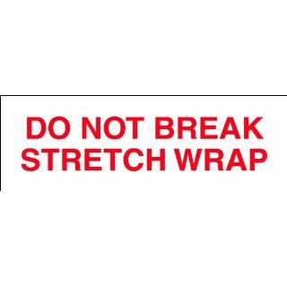 Tape Logic T901P0818PK Pre Printed Carton Sealing Tape, Legend "Do Not Break Stretch Wrap", 55 yds Length x 2" Width, 2.2 mil Thick, Red on White (Case of 18) Safety Tape