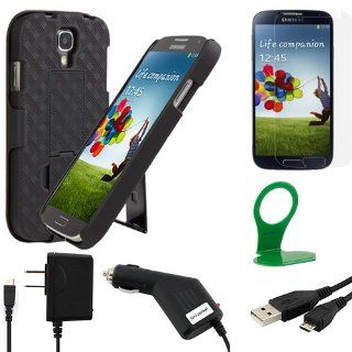 BIRUGEAR 6 Items Essential Accessories Bundle Kit for Samsung Galaxy S4 S IV i9500 includes Black Hoslter Case with Kick stand, Screen Protector, Charger, Cable, Wall Charger Holder (AT&T, T Mobile, Sprint, Verizon) Cell Phones & Accessories
