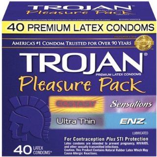TROJAN Premium Latex Condoms 40ct   Pleasure Pack 