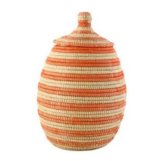 Woven Gourd Basket with Lid   Tangerine   Fair Trade   Home Decor Accents