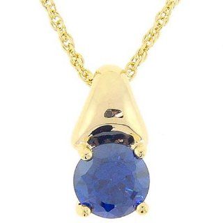Gold Vermeil 925 Sterling Silver Round Created Tanzanite Pendant/Necklace 18 Inches 925 Silver Chain Jewelry