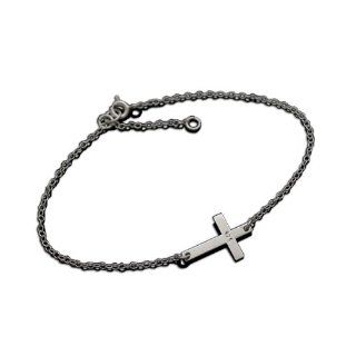 925 Sterling Silver Sideways Cross Charm Bracelet Jewelry