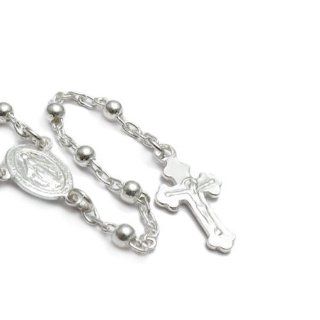 Bling Jewelry 925 Silver Jesus Crucifix Rosary Beads Cross Necklace 24in Jewelry