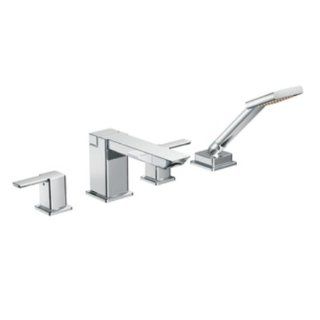 Moen TS904 90 Degree Two Handle High Arc Roman Tub Faucet and Hand Shower without Valve, Chrome   Tub Filler Faucets  