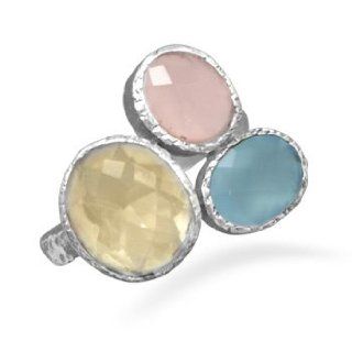 Quartz and Chalcedony Ring 925 Sterling Silver Jewelry