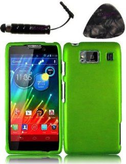 HiShop(TM) Motorola Droid Razr Maxx HD XT926M(Verizon) Rubberized Cover   Neon Green Design Snap on Hard Shell Cover Protector Faceplate AND HiShop(TM) Stylus, Guitar Pick/Pry Tool Cell Phones & Accessories