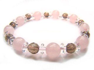 Rose Quartz Smoky Quartz Clear Quartz Natural Crystal Bead Bracelet 6 Jewelry