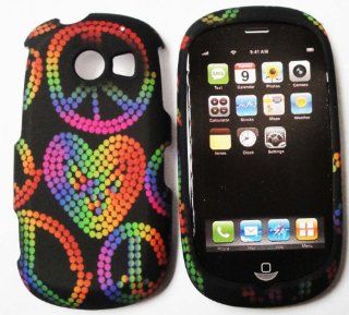 For Samsung Flight II A927 Case Cover   Peace Signs and Hearts on Black Rubberized TE396 Cell Phones & Accessories