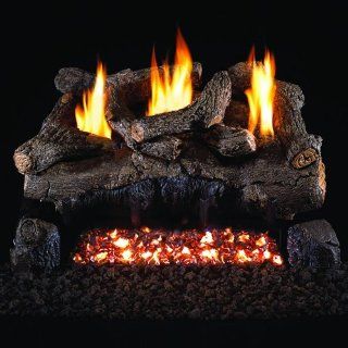 Peterson Real Fyre 18 inch Evening Fyre Log Set With Vent free Natural Gas Ansi Certified G18 Burner   Basic On/Off Remote  
