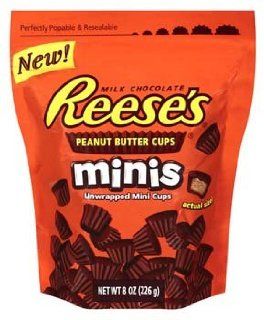Reeses's Milk Chocolate Peanut Butter Cups Minis 8 oz (Pack of 12)  Chocolate Candy  Grocery & Gourmet Food