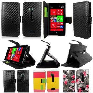 Cellularvilla (Tm) Case for Nokia Lumia 928 PU Leather Wallet Card Flip Open Case Cover Pouch. (Only Fit Nokia Lumia 928) (Carbon Fiber Black) Cell Phones & Accessories